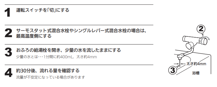 通水による凍結予防